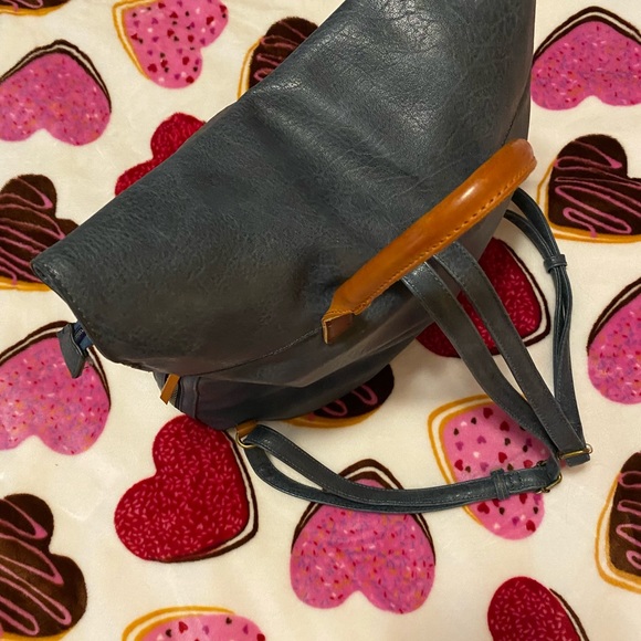 Beautiful slate blue vegan leather backpack. - Picture 5 of 7